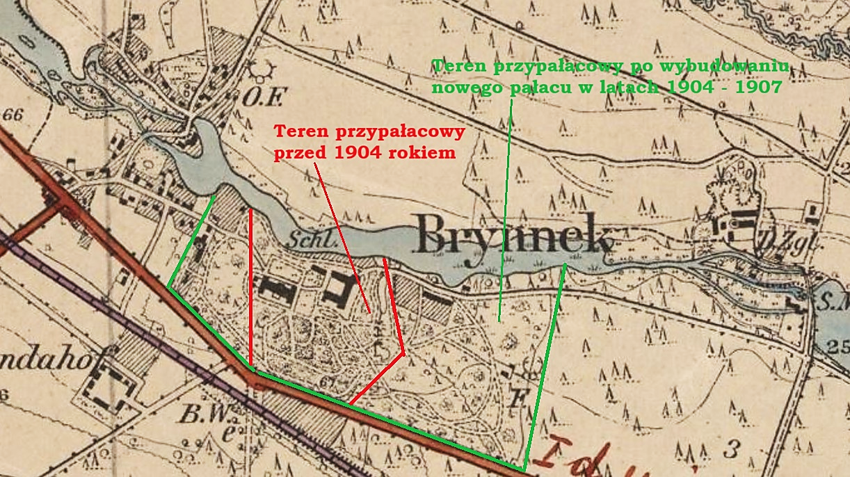 E:\Zgrane z laptopa Asus 9 11 24\HISTORIA\Dzieje Tworoga\Tablice Gmina\Pałac w Brynku\Teren przypałacowy z przed 1904 na mapie z 1914.jpg